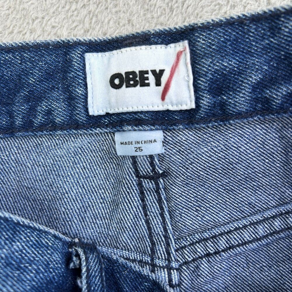 Obey Straight Leg Jeans Womens 25 Blue Denim Medium Wash Regular Fit Casual Wear - Picture 3 of 12